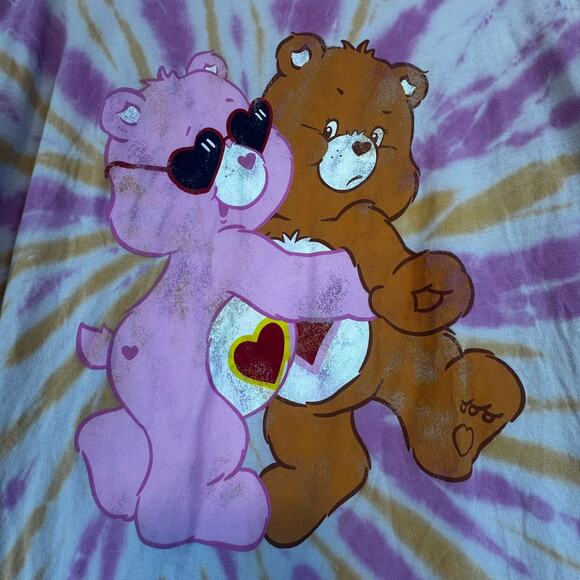 H&M Care Bears Graphic Short Sleeve T-Shirt Size Small Relaxed Fit Tie Dye - Picture 3 of 7